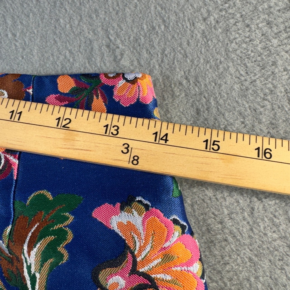 Zara Kimono Asian Floral Brocade Vibrant Jacquard Wide Leg Cropped PantsnSmall - Picture 8 of 9